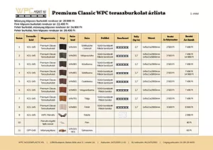 Premium Classic teraszburkolatok árlista