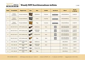 Woody WPC kerítés árlista